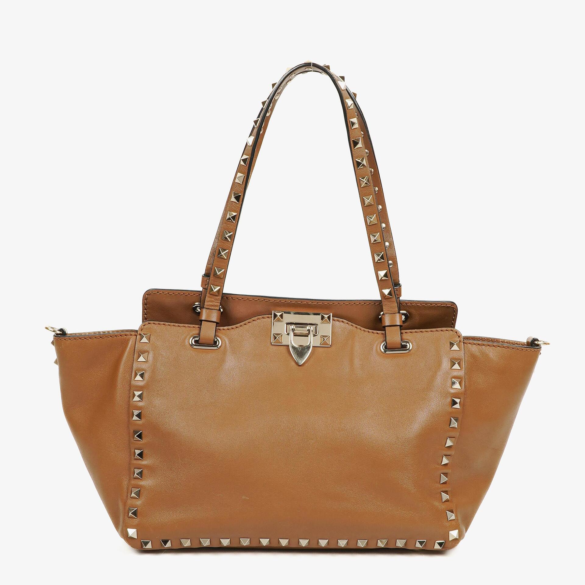 Valentino Garavani Kleine Rockstud Tote Bag aus braunem Kalbsleder
