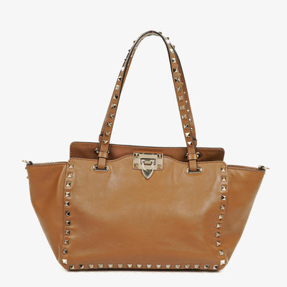 Valentino Garavani Kleine Rockstud Tote Bag aus braunem Kalbsleder