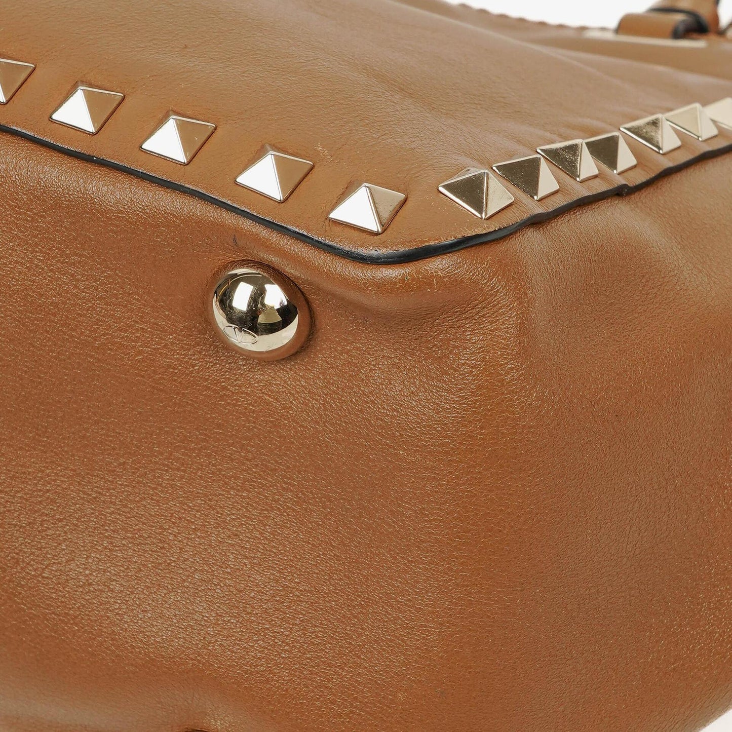 Valentino Garavani Kleine Rockstud Tote Bag aus braunem Kalbsleder