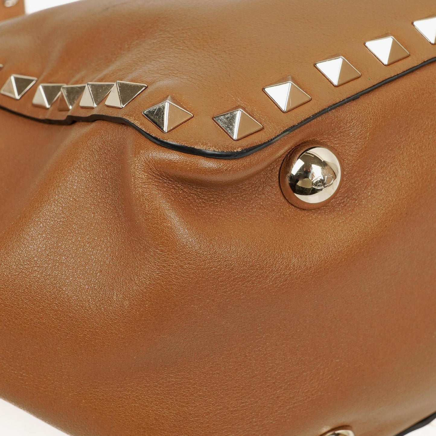 Valentino Garavani Kleine Rockstud Tote Bag aus braunem Kalbsleder