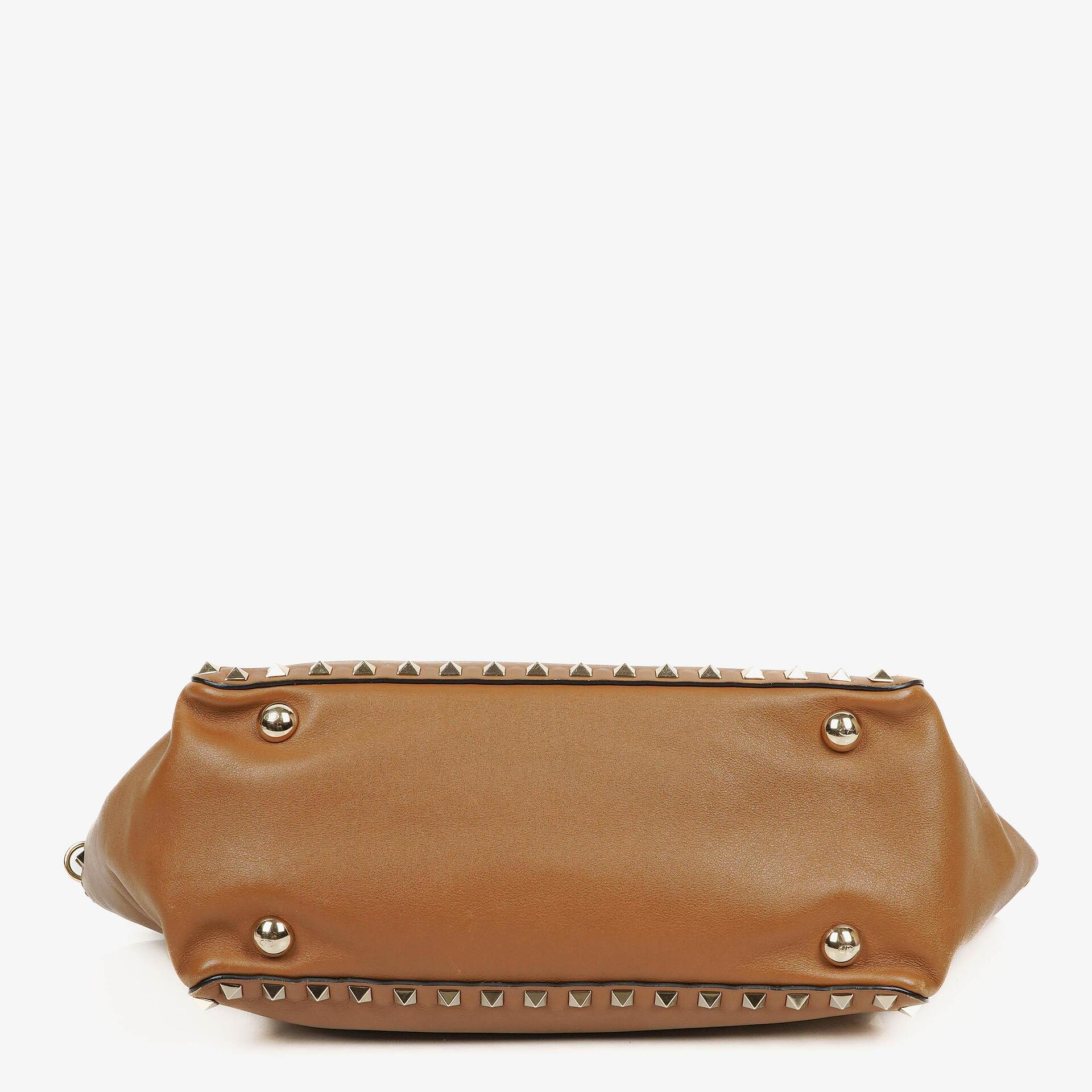 Valentino Garavani Kleine Rockstud Tote Bag aus braunem Kalbsleder