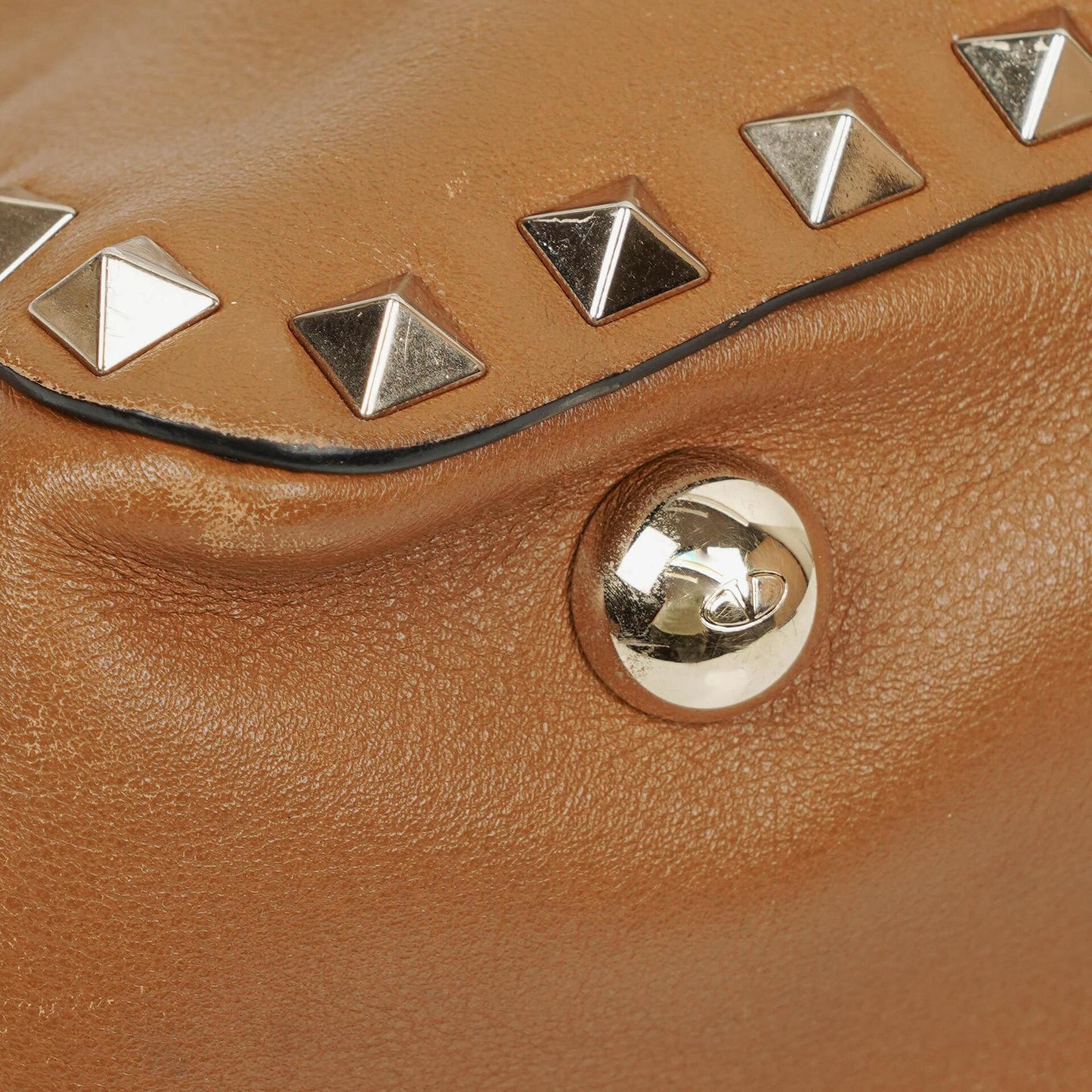 Valentino Garavani Kleine Rockstud Tote Bag aus braunem Kalbsleder