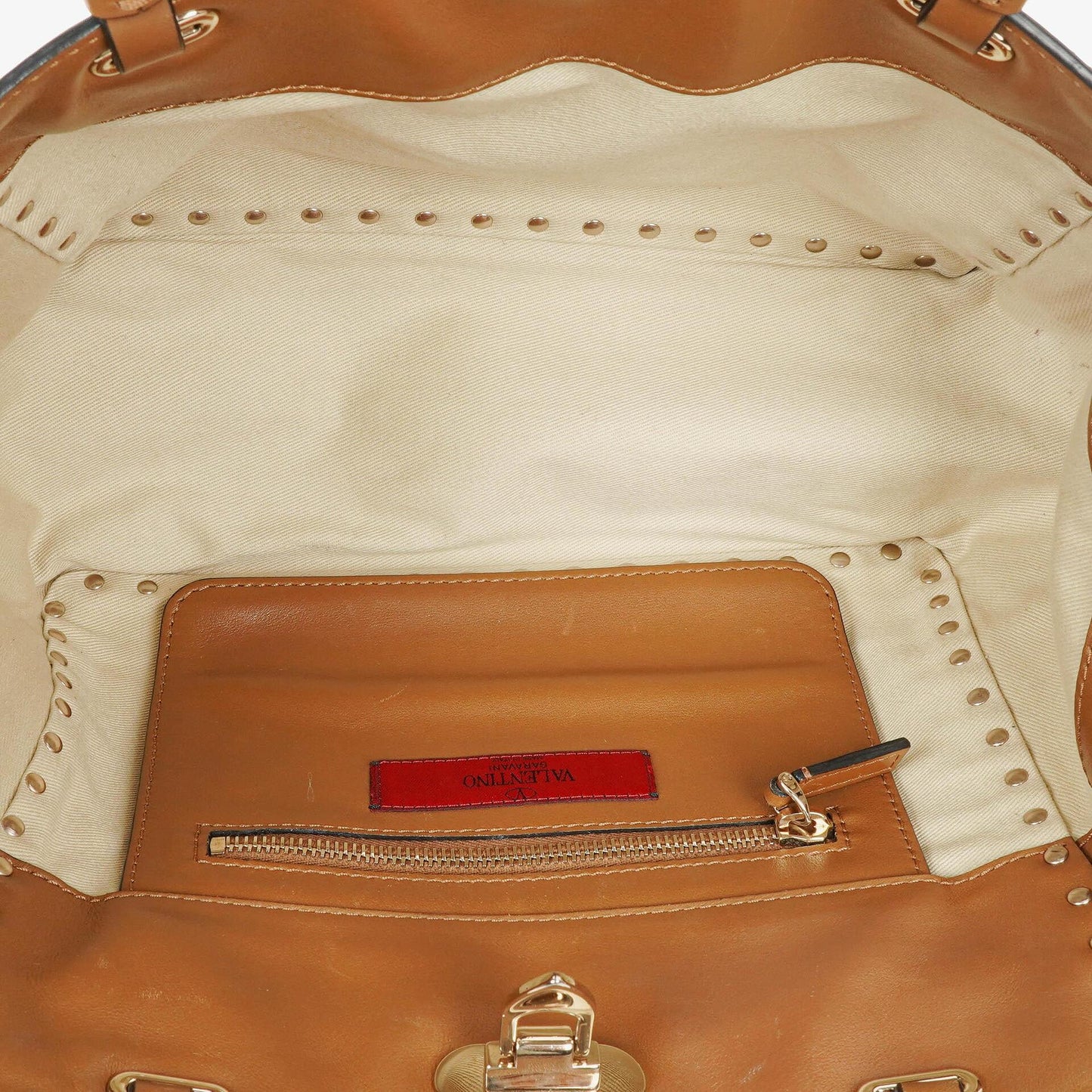 Valentino Garavani Kleine Rockstud Tote Bag aus braunem Kalbsleder