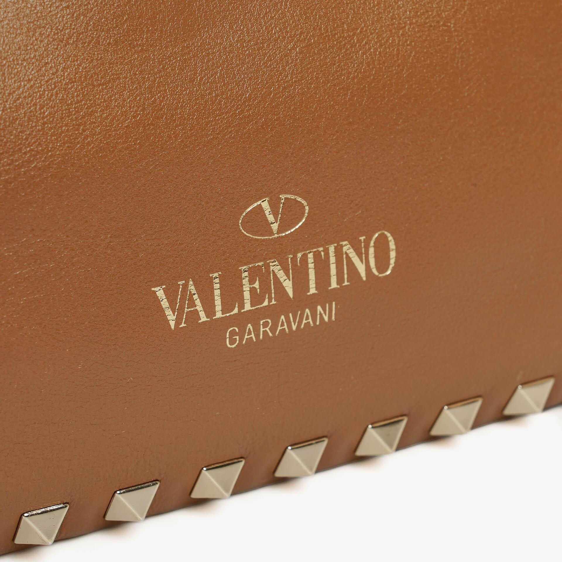 Valentino Garavani Kleine Rockstud Tote Bag aus braunem Kalbsleder