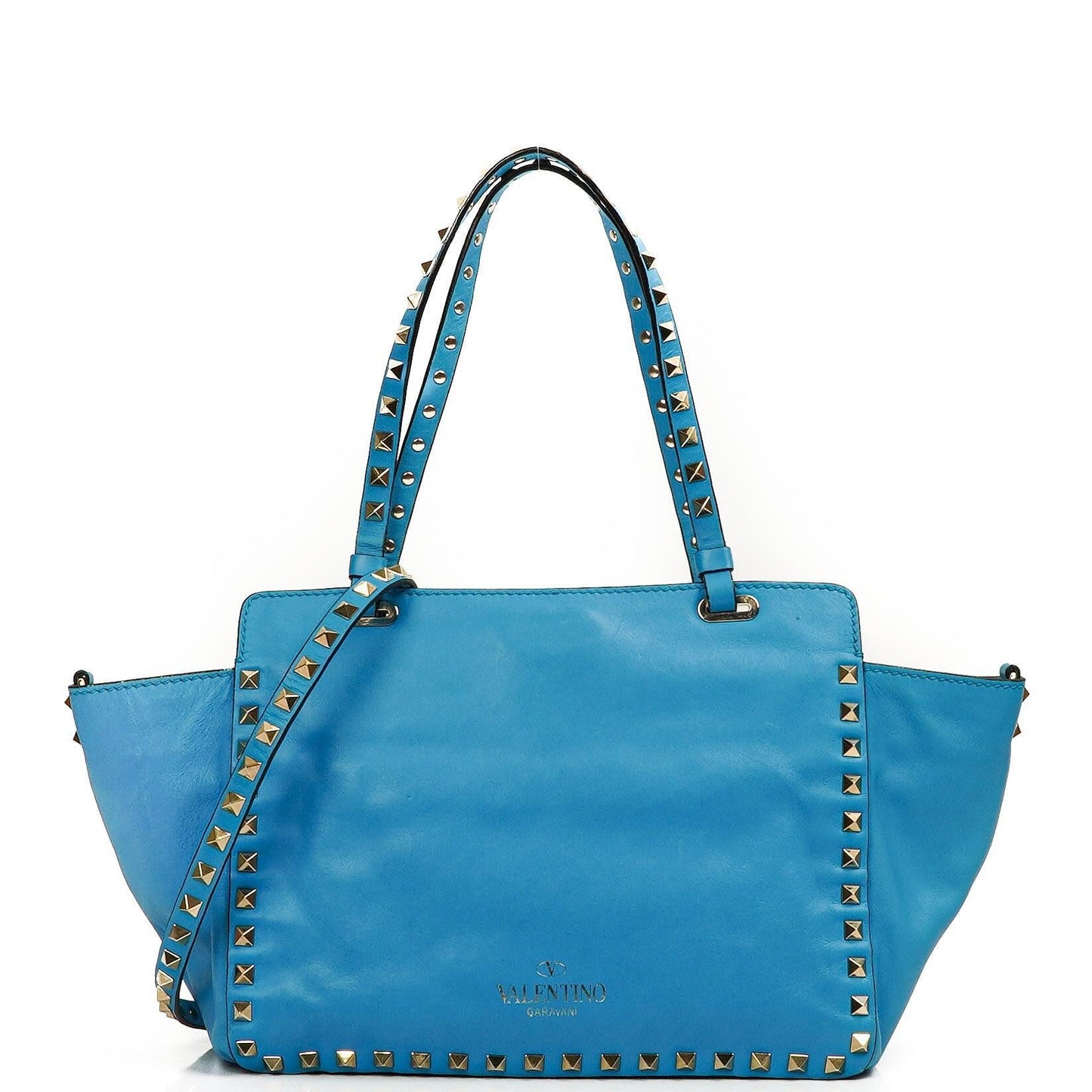 Valentino Garavani Kleine Rockstud Vitello Papagei Blau Tote Tasche