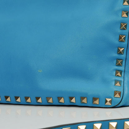 Valentino Garavani Kleine Rockstud Vitello Papagei Blau Tote Tasche