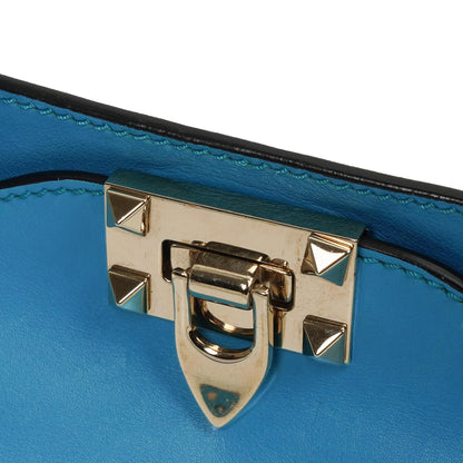 Valentino Garavani Kleine Rockstud Vitello Papagei Blau Tote Tasche
