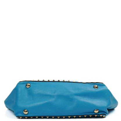 Valentino Garavani Kleine Rockstud Vitello Papagei Blau Tote Tasche