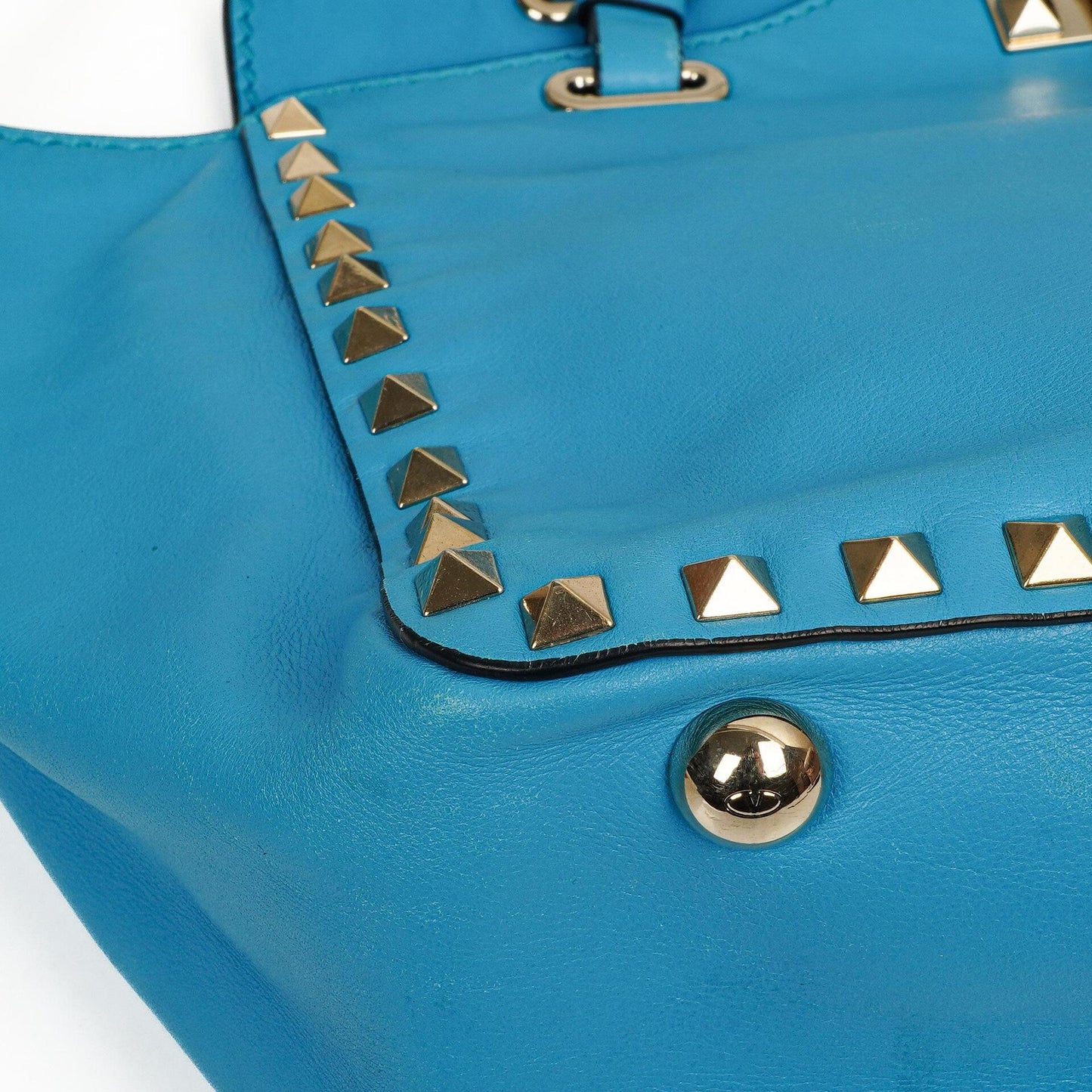 Valentino Garavani Kleine Rockstud Vitello Papagei Blau Tote Tasche