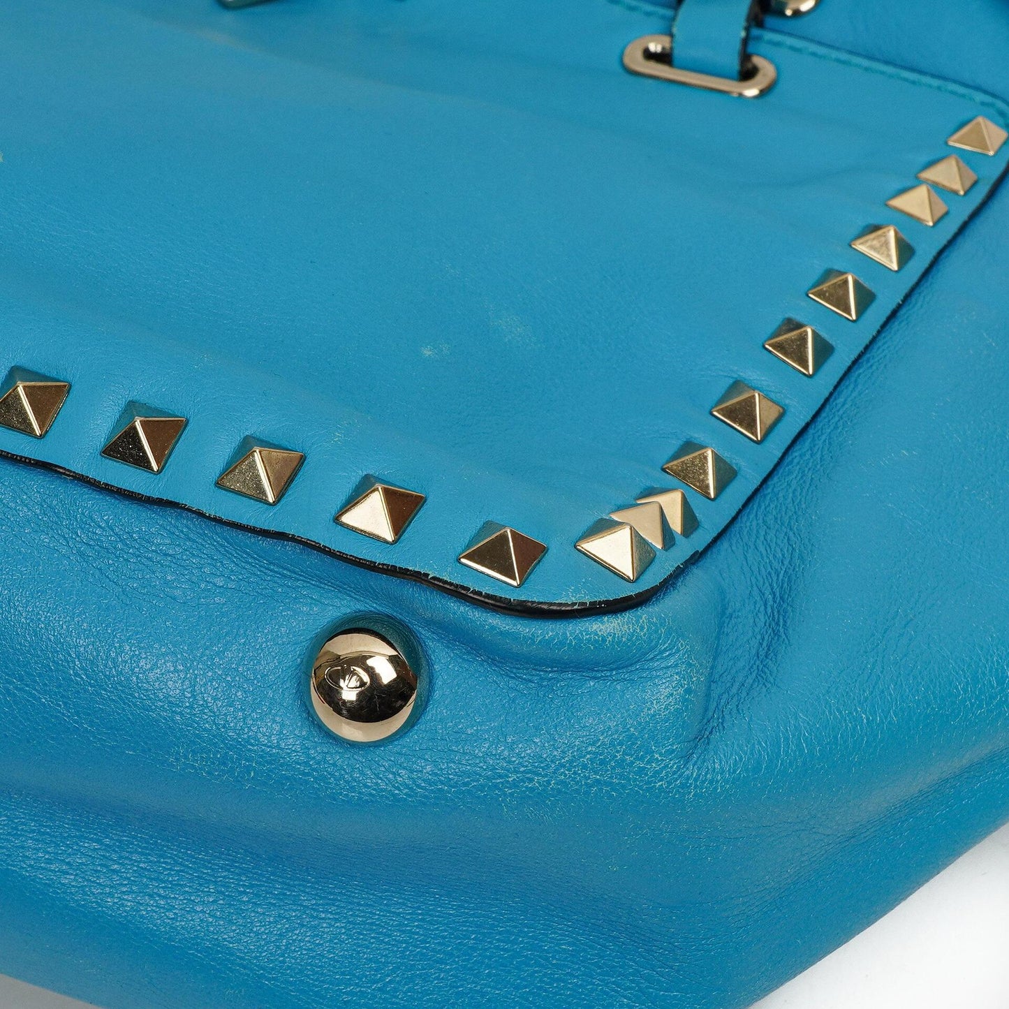 Valentino Garavani Kleine Rockstud Vitello Papagei Blau Tote Tasche
