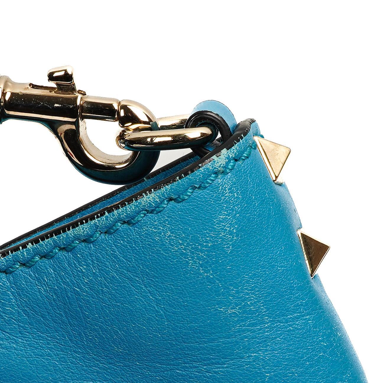 Valentino Garavani Kleine Rockstud Vitello Papagei Blau Tote Tasche