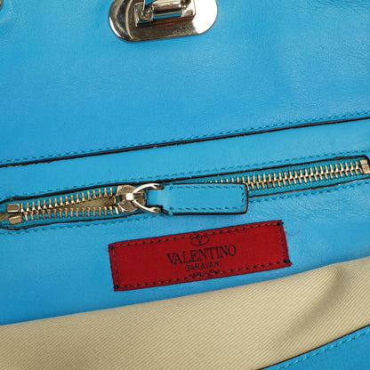 Valentino Garavani Kleine Rockstud Vitello Papagei Blau Tote Tasche