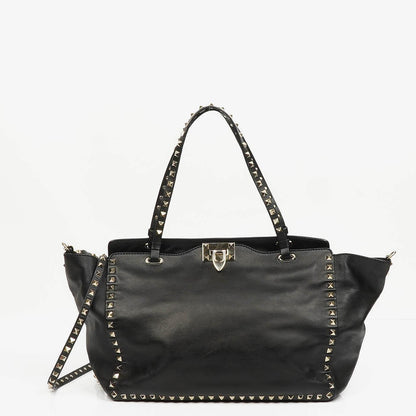 Valentino Garavani Vitello Rockstud Schwarze Tote Tasche