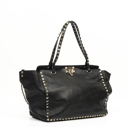 Valentino Garavani Vitello Rockstud Schwarze Tote Tasche