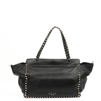 Valentino Garavani Vitello Rockstud Schwarze Tote Tasche