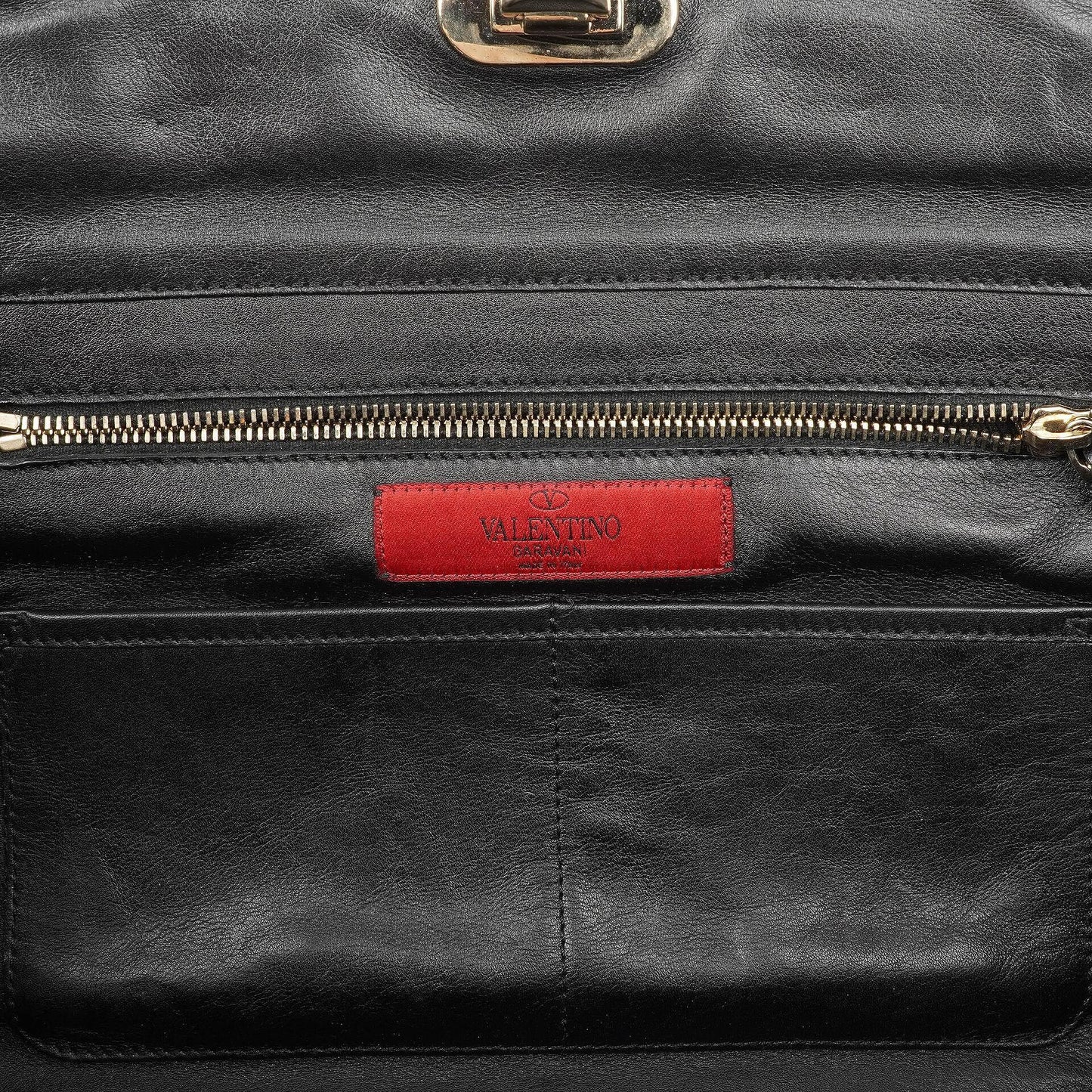 Valentino Garavani Vitello Rockstud Schwarze Tote Tasche