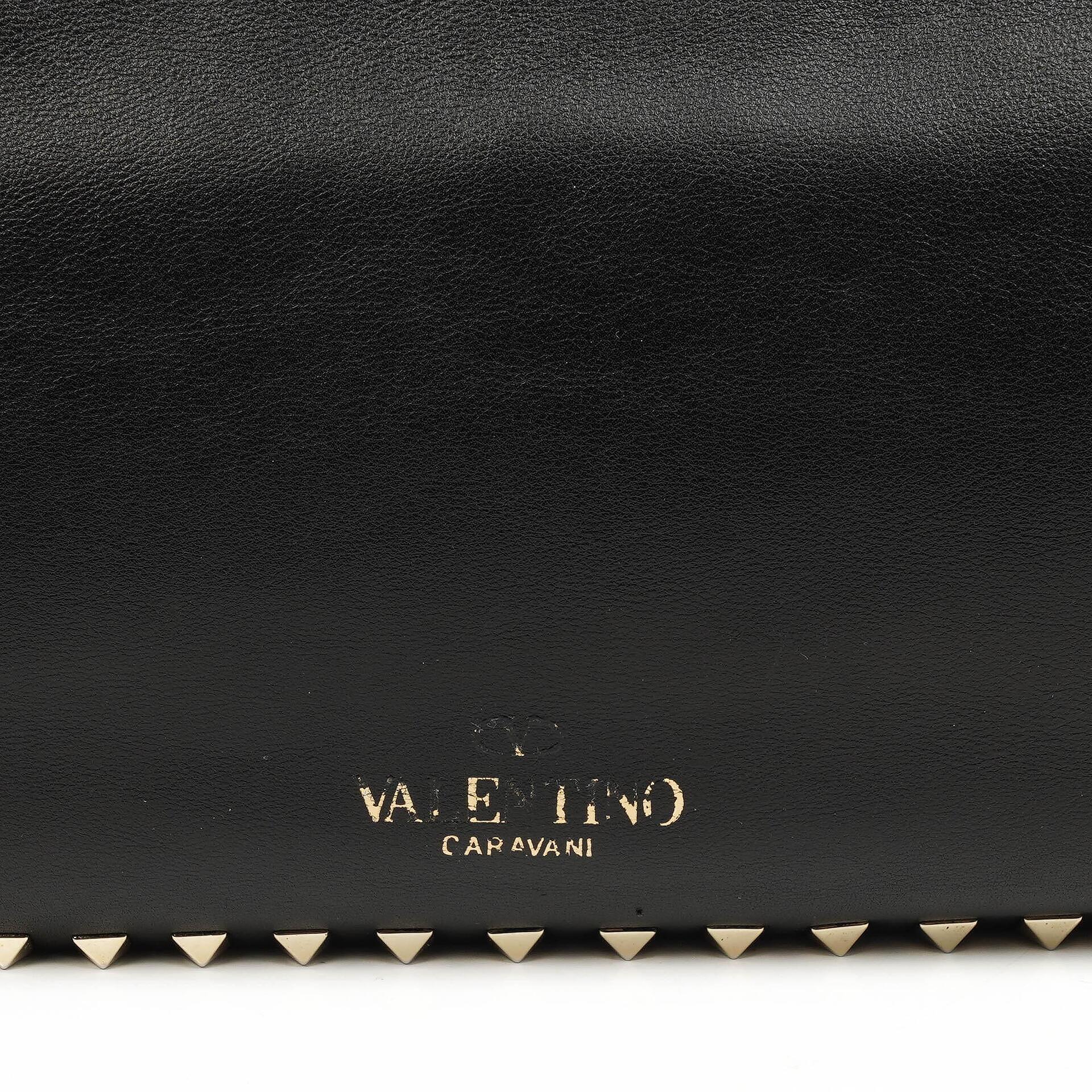 Valentino Garavani Vitello Rockstud Schwarze Tote Tasche