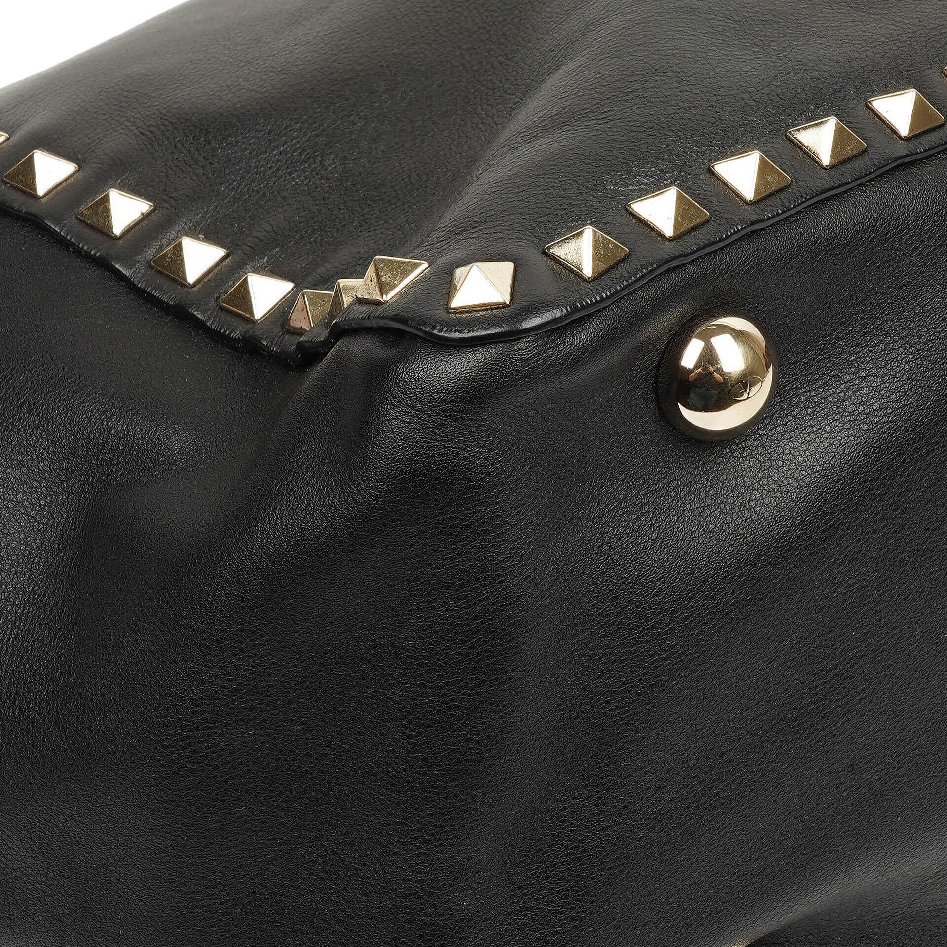 Valentino Garavani Vitello Rockstud Schwarze Tote Tasche