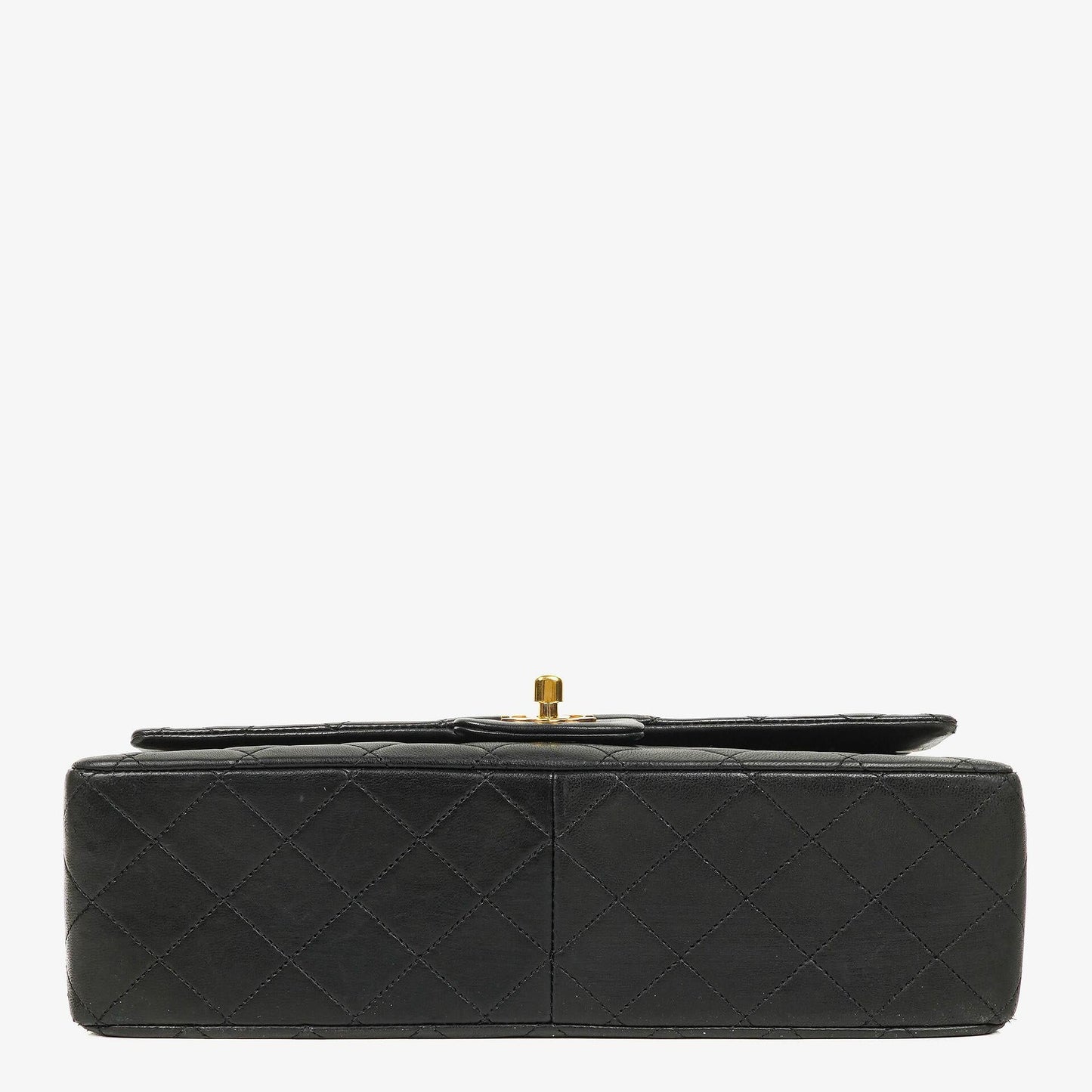 Vintage Chanel Classic Single Flap Tasche aus schwarzem gestepptem Lammleder mit 24K vergoldeten Beschlägen