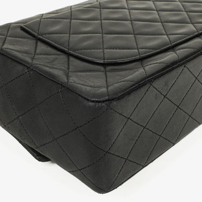 Vintage Chanel Classic Single Flap Tasche aus schwarzem gestepptem Lammleder mit 24K vergoldeten Beschlägen