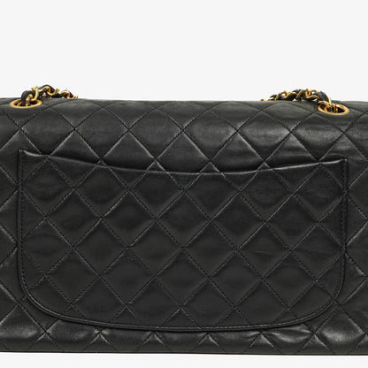 Vintage Chanel Classic Single Flap Tasche aus schwarzem gestepptem Lammleder mit 24K vergoldeten Beschlägen