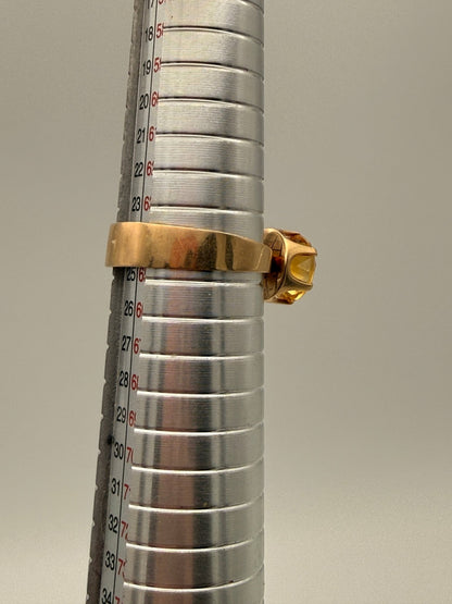 Vintage Citrin Solitärring 14 Karat Gold 585 – Prachtvoller Cocktailring mit facettiertem Citrin - Laminimas e.K