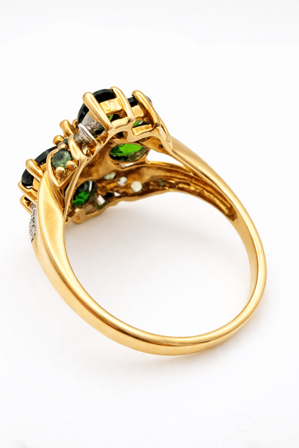 Vintage Peridot Ring 14 Karat Gelbgold – Florales Design mit grünen Edelsteinen - Laminimas e.K