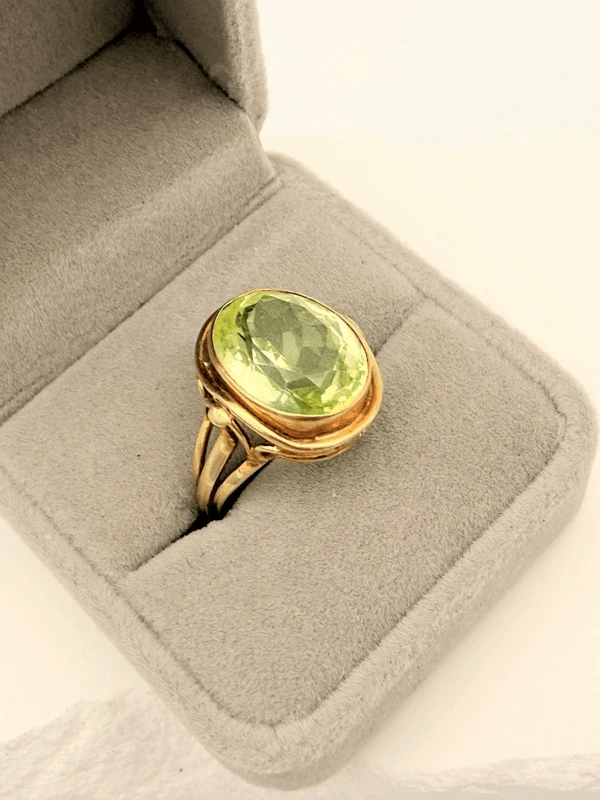 Vintage Statement Ring 14 Karat Gelbgold 585 Peridot - Laminimas e.K