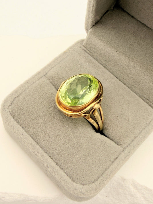 Vintage Statement Ring 14 Karat Gelbgold 585 Peridot - Laminimas e.K