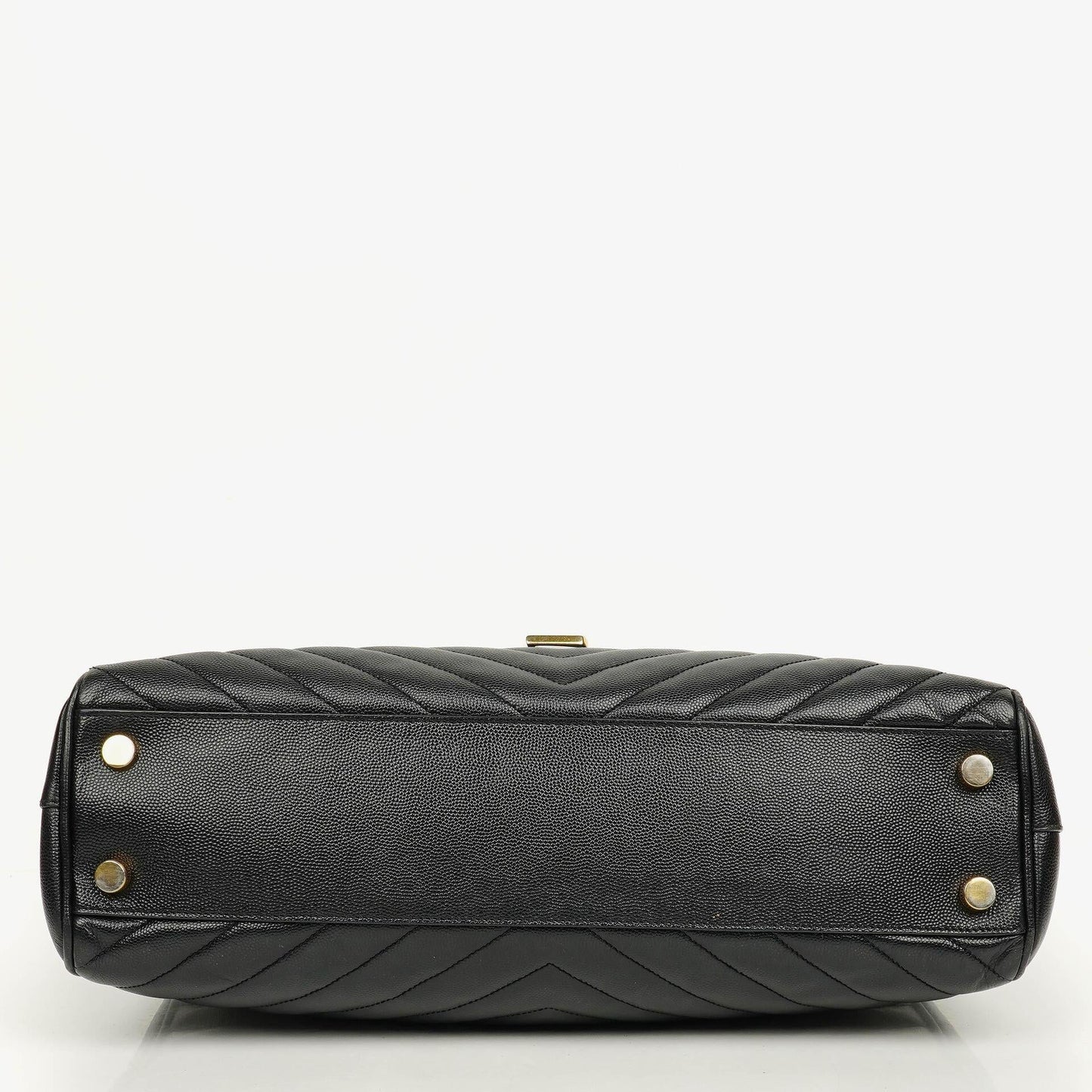 Yves Saint Laurent Classic Shopping Tote aus schwarzem Chevron-gestepptem Leder mit Monogramm