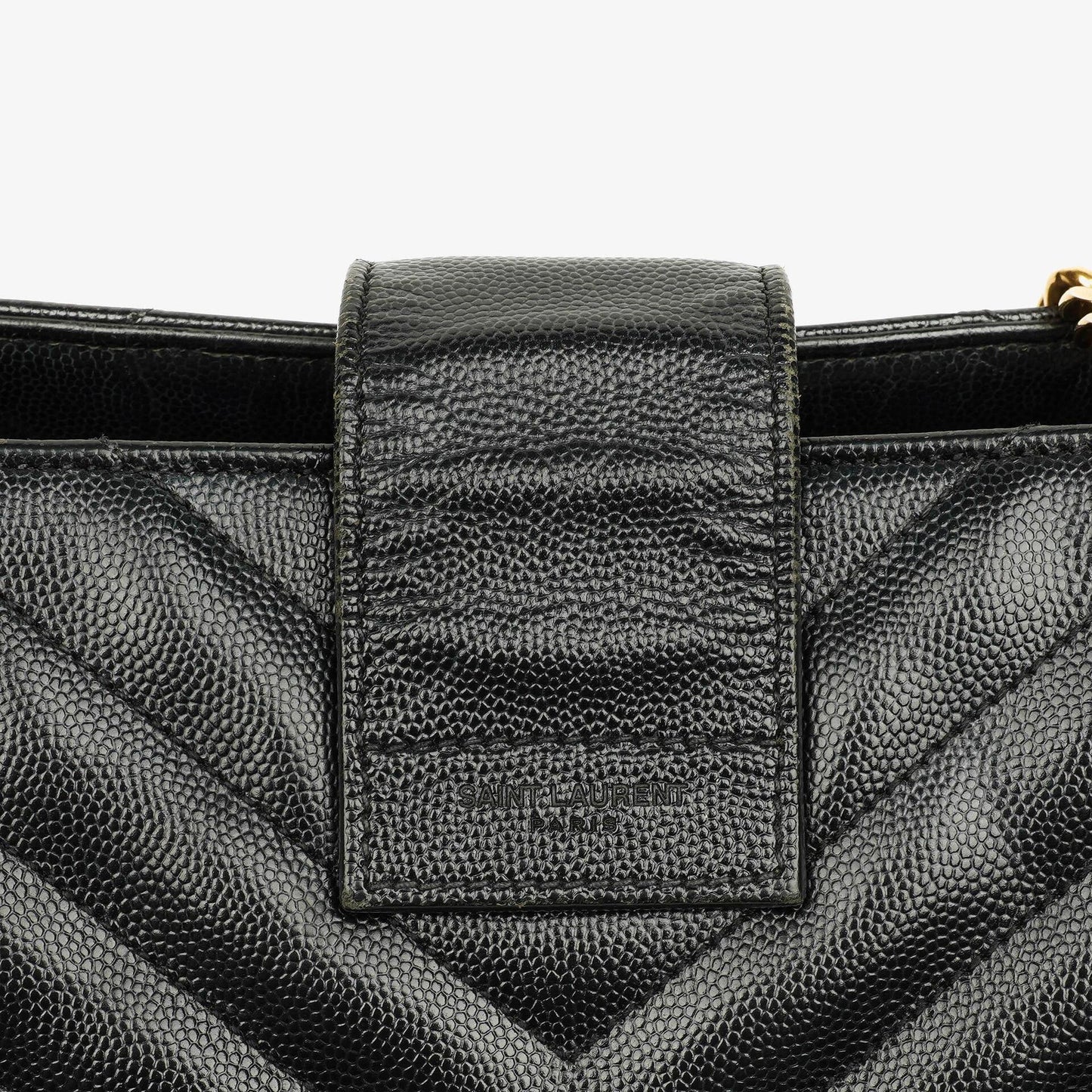 Yves Saint Laurent Classic Shopping Tote aus schwarzem Chevron-gestepptem Leder mit Monogramm