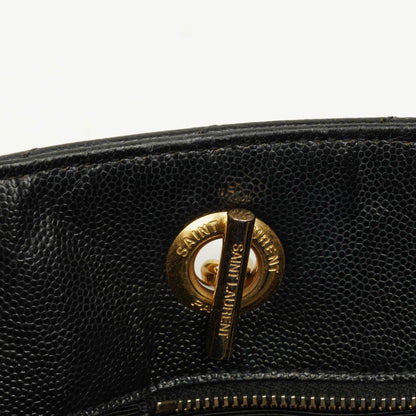 Yves Saint Laurent Classic Shopping Tote aus schwarzem Chevron-gestepptem Leder mit Monogramm