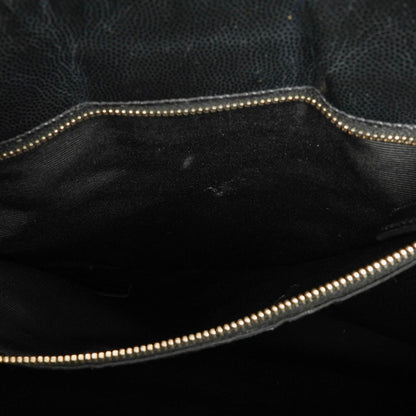 Yves Saint Laurent Classic Shopping Tote aus schwarzem Chevron-gestepptem Leder mit Monogramm