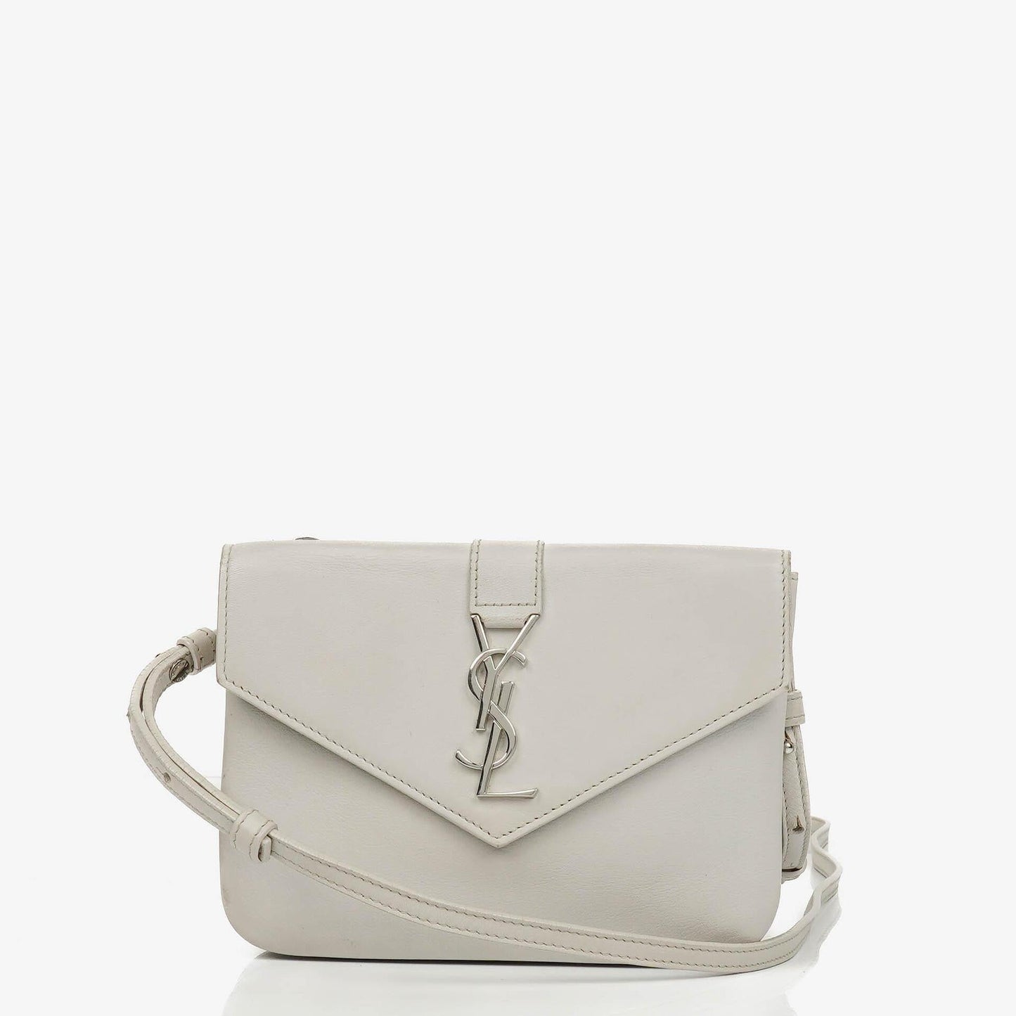 Yves Saint Laurent Pouch Line Mini Crossbody Bag aus grauem Leder