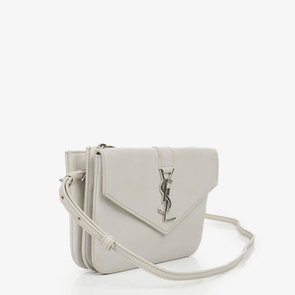 Yves Saint Laurent Pouch Line Mini Crossbody Bag aus grauem Leder