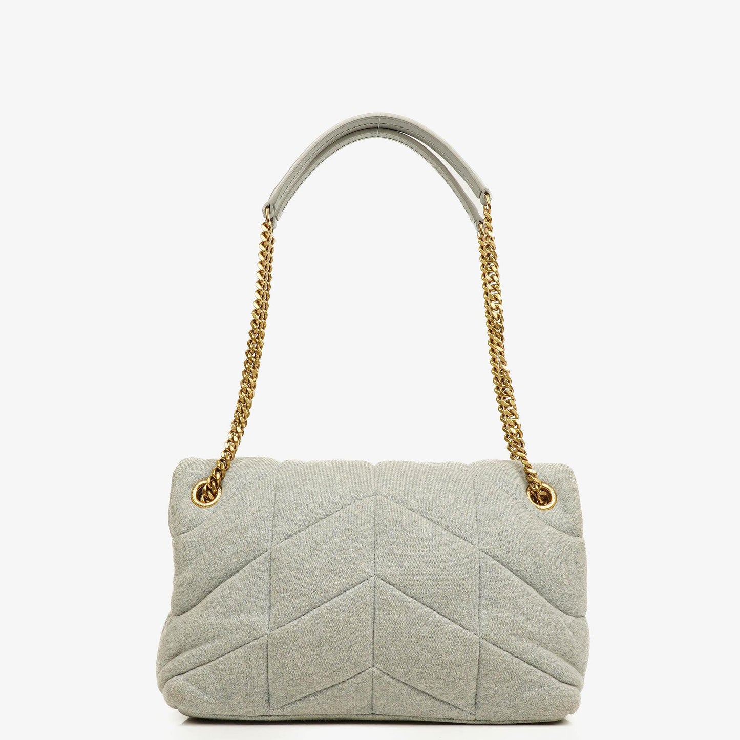 Yves Saint Laurent Loulou Puffer Tasche aus grauem gestepptem Jersey