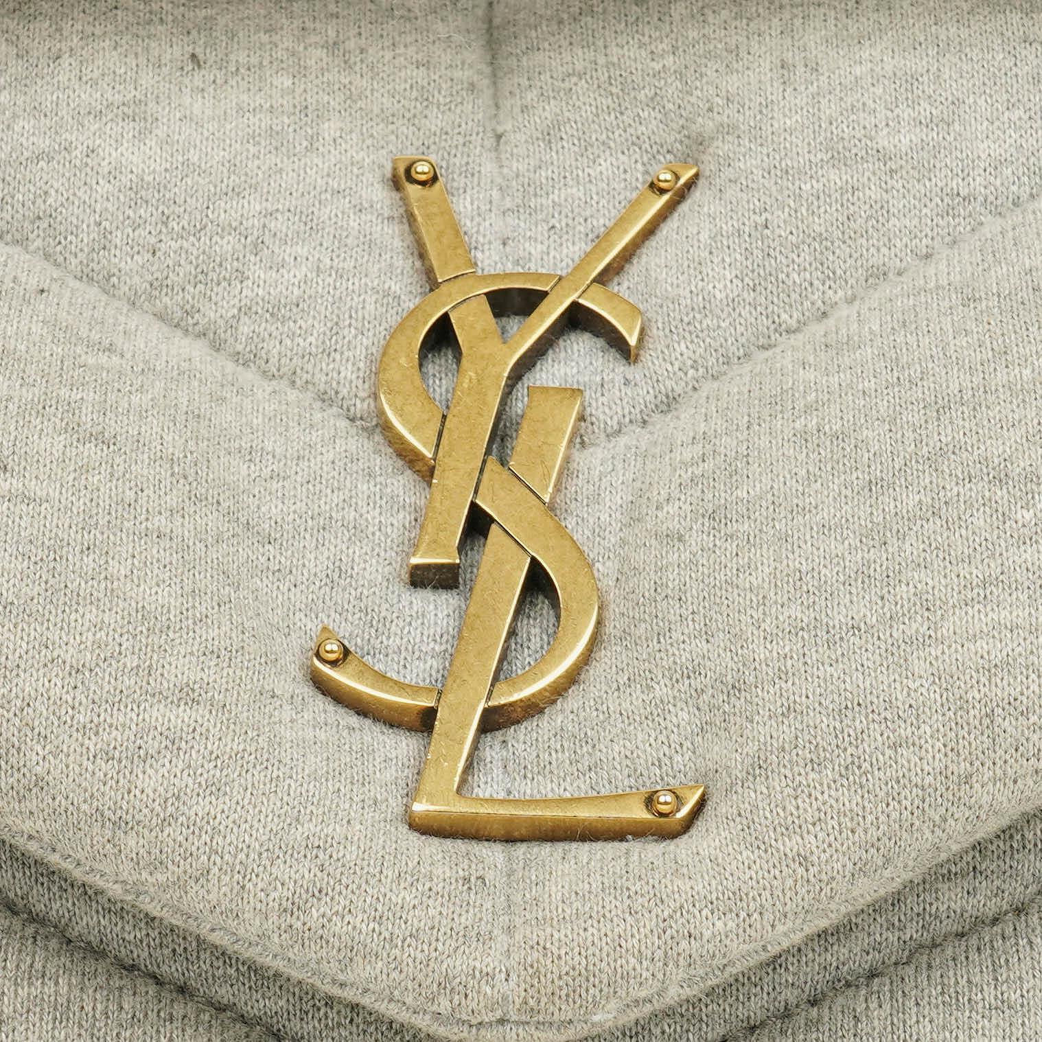 Yves Saint Laurent Loulou Puffer Tasche aus grauem gestepptem Jersey