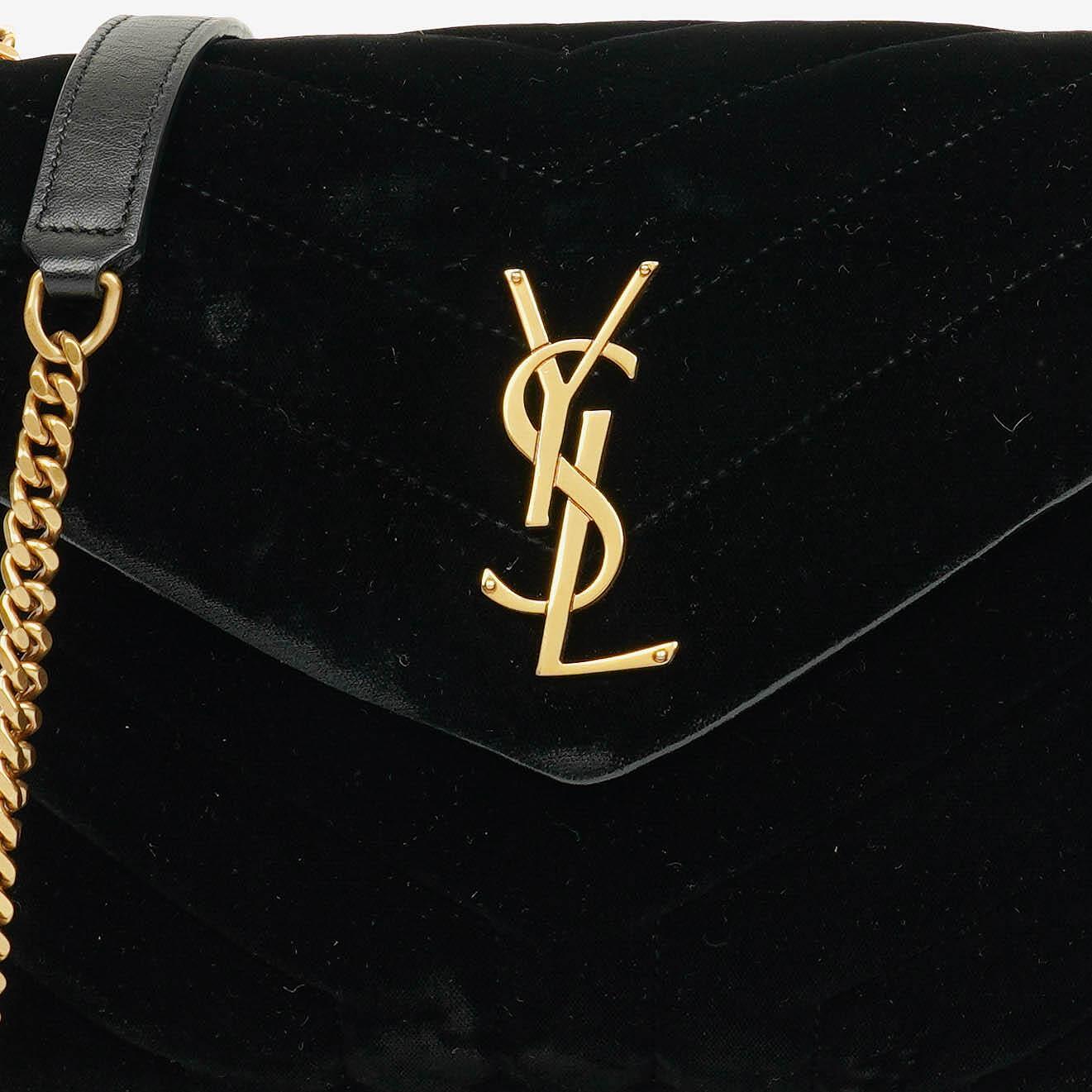 Yves Saint Laurent Kleine Loulou Kettentasche aus Samt mit Y-Stepp-Monogramm