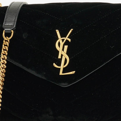 Yves Saint Laurent Kleine Loulou Kettentasche aus Samt mit Y-Stepp-Monogramm