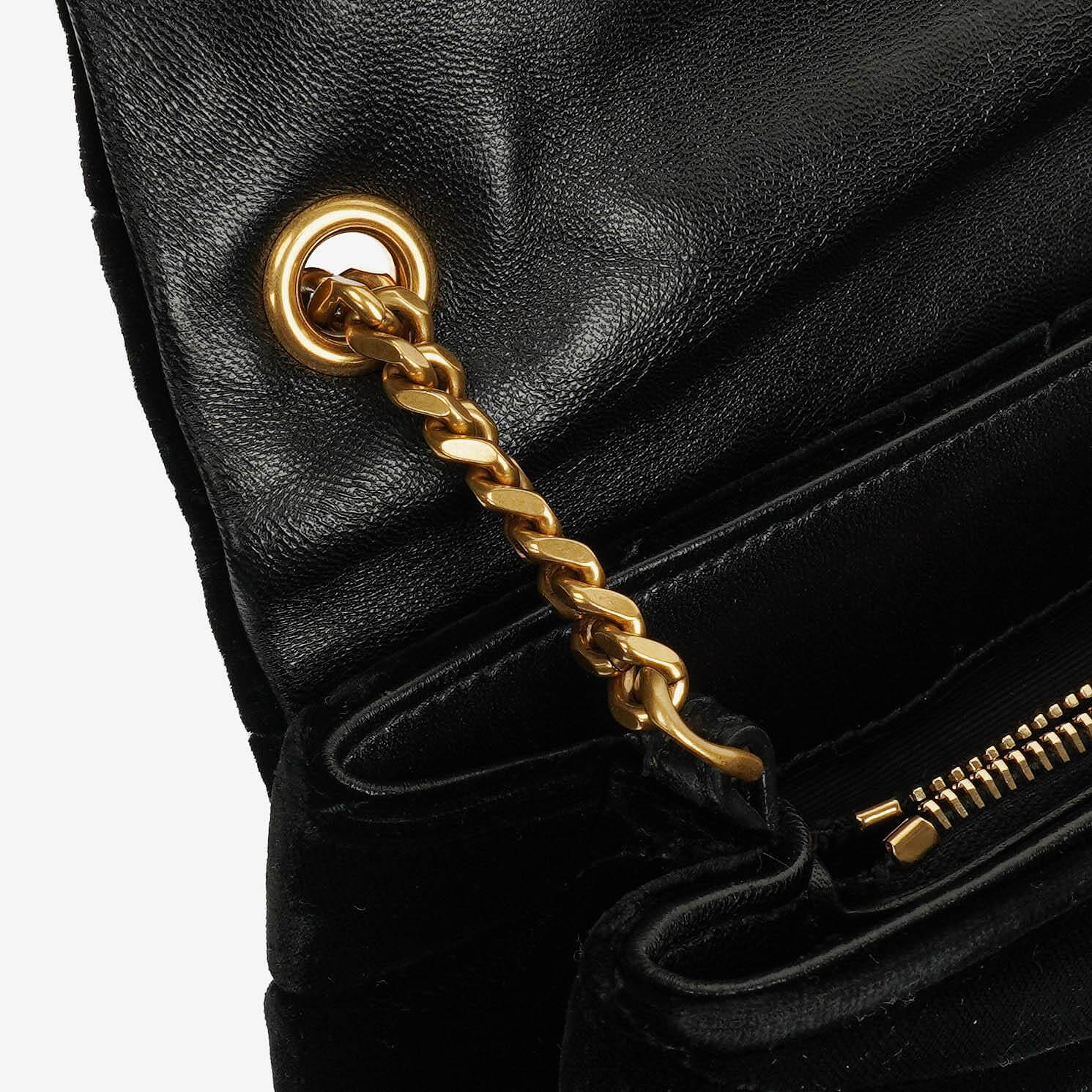 Yves Saint Laurent Kleine Loulou Kettentasche aus Samt mit Y-Stepp-Monogramm