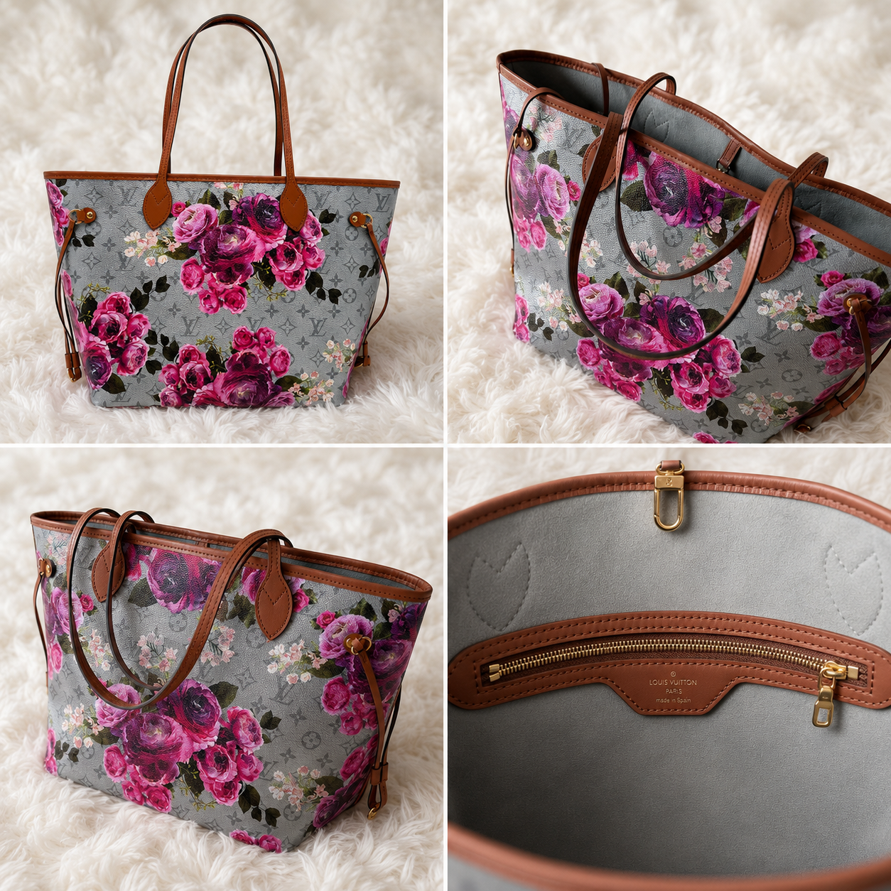LV Neverfull Sonderedition Garden Flower Roses
